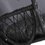 Close up of the dark grey cushion inside the black wicker pod