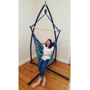 Blue Padded Hammock Chair with Pillows with Stand
