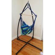 Blue Padded Hammock Chair with Pillows with Stand