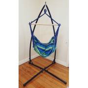 Blue Padded Hammock Chair with Pillows with Stand