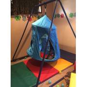 Blue Hangout Hanging Nest with Swing Set Stand (Galvanised)