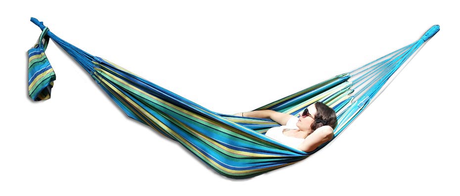 Medium Blue and Yellow Multi Coloured Canvas Hammock