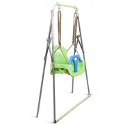 The swing frame folded flat with the seat attached
