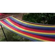 Small Bright Multi-Colour Canvas Hammock with Spreader Bar Angle