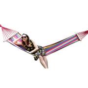 Small Bright Multi-Colour Canvas Hammock with Spreader Bar Thumbnail