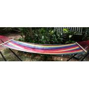 Small Bright Multi-Colour Canvas Hammock with Spreader Bar Side