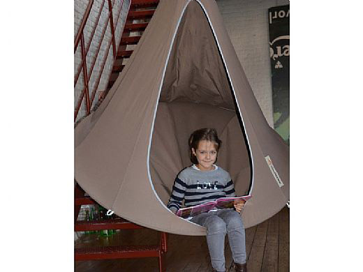 Hamac Cacoon Single - Tissu Polyester/Coton Khaki - Ouverture Frontale - Anneau Aluminium - Capacité 200 Kg