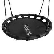 Close up of the black padded nest swing with its adjustable ropes