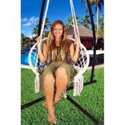 Circle Macrame Hammock Chair - On Grass