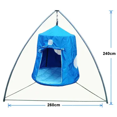 XL Blue Hangout with Pillow and Curved Tripod Stand