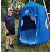 XL Blue Hangout with Pillow and Curved Tripod Stand