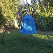 Blue Hangout Hanging Nest with Curved Tripod Stand