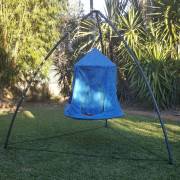 Blue Hangout Hanging Nest with Curved Tripod Stand
