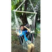 Dark Multi Colour Canvas Hammock Chair with Fringe