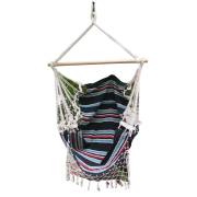 Dark Multi Colour Canvas Hammock Chair with Fringe