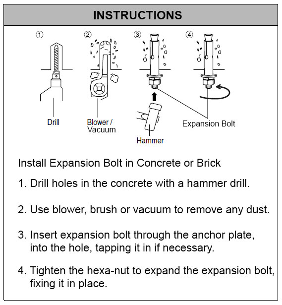 Expansion Bolt Installation Instructions