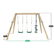 Swing set dimensions: 290cm wide, 155cm deep, 202cm tall