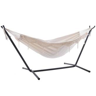 Free Standing Hammock: Large Beige with Tassels