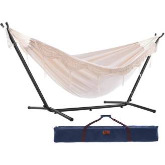 Free Standing Hammock: Large Beige with Tassels
