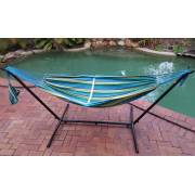 Teal Blue Free Standing Hammock by Pool