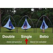 Double, Single and Bebo Cacoons on tripod stands, sizes for perspective, stand not included