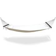 Large White Canvas Hammock with Dark Spreader Bar and Pillow