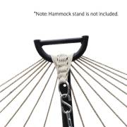 Large White Canvas Hammock with Dark Spreader Bar and Pillow