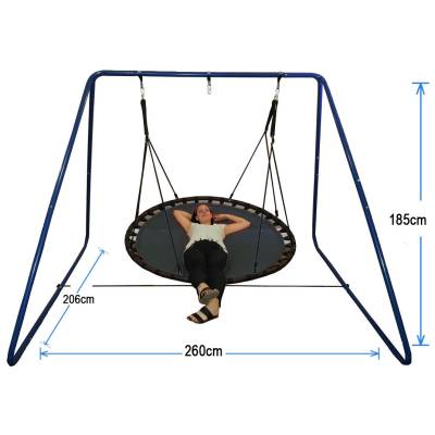 150cm Black Nest Swing with Blue Swing Set Stand