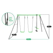 Swing set dimensions: 306cm wide, 198cm deep, 183cm tall