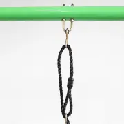 Swing hanger and rope loop under the green top bar