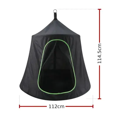 Kids cocoon tent swing dimensions: 112cm wide and 114.5cm high from the hanging ring to the base