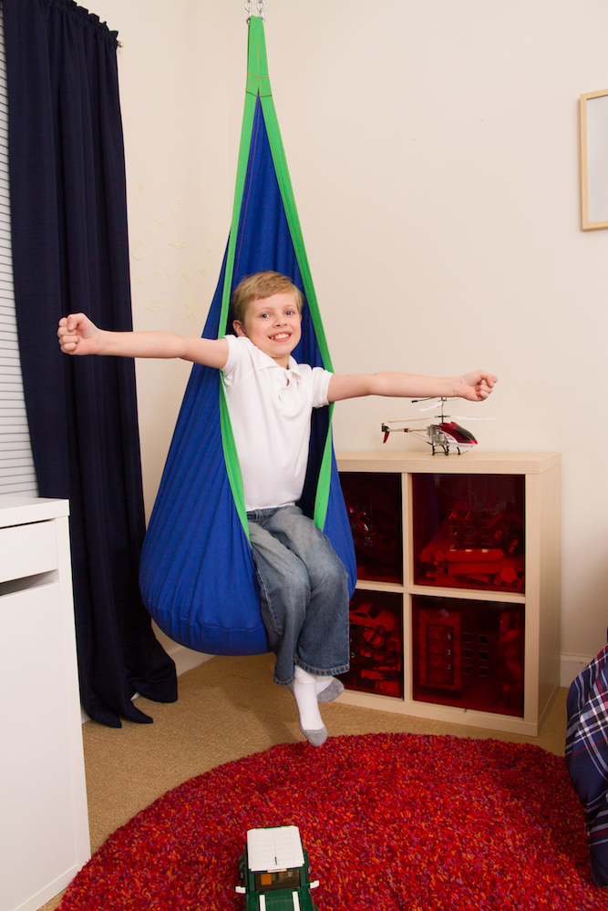 Blue And Green Kids Sensory Swing Pod Chair - Heavenly Hammocks