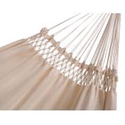 Large Beige Canvas Crochet Hammock with Tassels