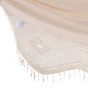 Large Beige Canvas Crochet Hammock with Tassels