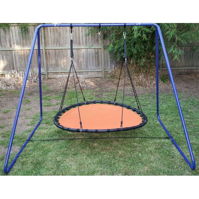 150cm orange nest swing on the large swing set stand, front view