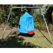 Blue Hangout Hanging Nest with Swing Set Stand (Galvanised)