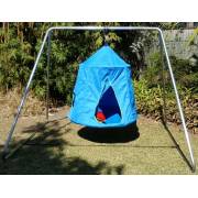 Blue Hangout Hanging Nest with Swing Set Stand (Galvanised)