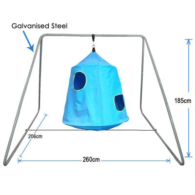 Blue Hangout with Galvanised Swing Set Stand
