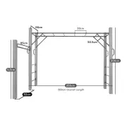 Size guide: 255cm across the posts, 269cm overall length, 200cm post height, 66cm frame width, 85cm low bar on a 143cm side post