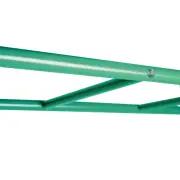 Close-up of the green steel side rail and rungs