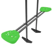 Green two-seat glider with footrests