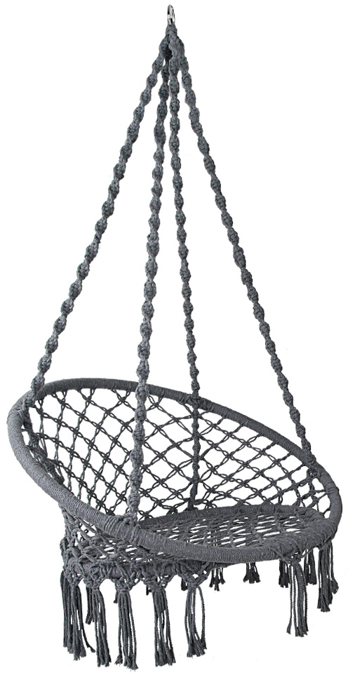 Round Macrame Hammock Chair Dark Gray