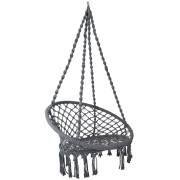 Round Macrame Hammock Chair Dark Gray