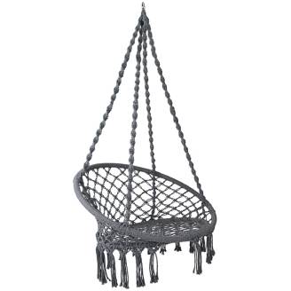 Round Macrame Hammock Chair Dark Gray