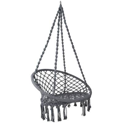 Round Macrame Hammock Chair Dark Gray