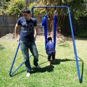 Medium Blue Nylon Wrap Swing with Medium Swing Set Stand