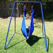 Medium Blue Nylon Wrap Swing with Medium Swing Set Stand