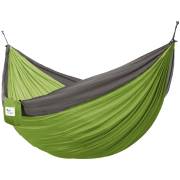 Apple green and grey parachute hammock, on white