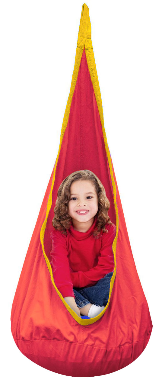Red And Yellow Waterproof Outdoor Sensory Swing Pod Chair Heavenly 