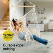 Cream Cotton Rope Hammock Chair with Tassels